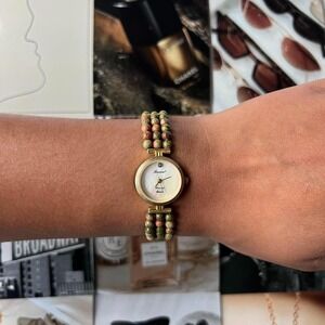 GOLD LUCORAL DIAMOND QUARTZ‎ BEADED WATCH